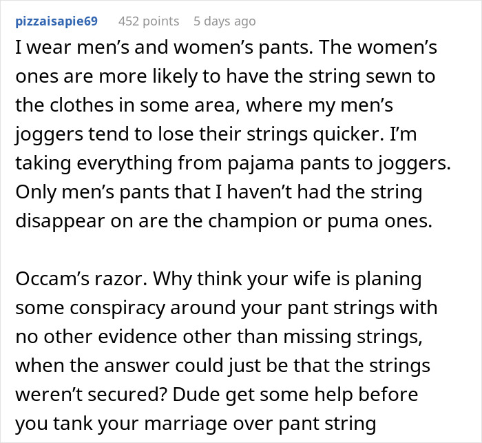 Man Thinks His Wife Cuts Off His Pants Strings, Finds Out Adorable Reason They Go Missing Man Thinks His Wife Cuts Off His Pants Strings, Finds Out Adorable Reason They Go Missing