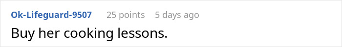 Couple Decides To No Longer Eat MIL's Food Because She's A Terrible Cook, She Gets Offended Couple Decides To No Longer Eat MIL's Food Because She's A Terrible Cook, She Gets Offended