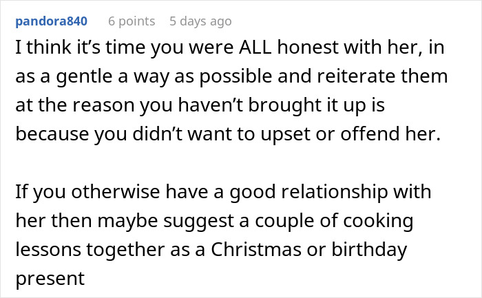 Couple Decides To No Longer Eat MIL's Food Because She's A Terrible Cook, She Gets Offended Couple Decides To No Longer Eat MIL's Food Because She's A Terrible Cook, She Gets Offended