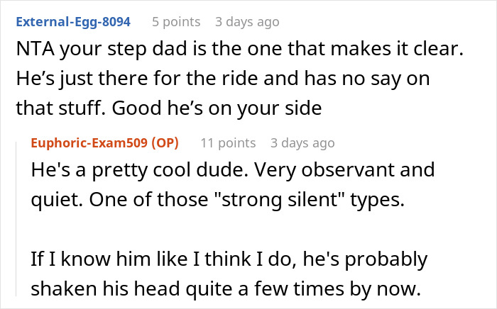 Screenshot of a Reddit conversation discussing a man visiting his mom to introduce his baby son and facing family intervention. Screenshot of a Reddit conversation discussing a man visiting his mom to introduce his baby son and facing family intervention.