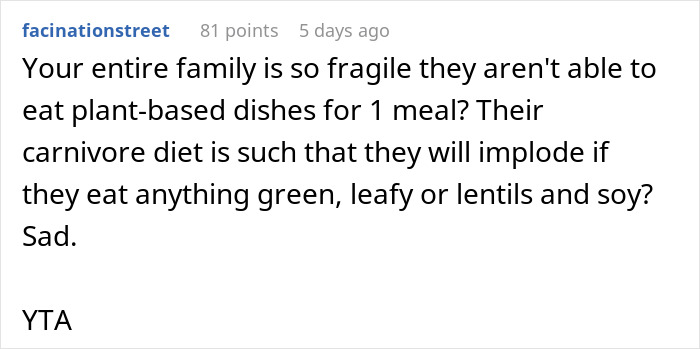 Guy Calls Out Vegan Sister For “Forcing An Entire Family To Adopt Her Choices”, Internet Is Split Guy Calls Out Vegan Sister For “Forcing An Entire Family To Adopt Her Choices”, Internet Is Split