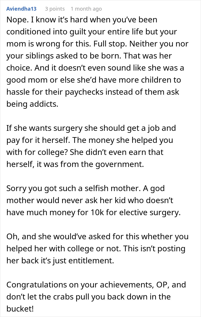 Mom Expects Daughter To Pay For Her Plastic Surgery, Tries Gaslighting Her After Being Told 'No' Mom Expects Daughter To Pay For Her Plastic Surgery, Tries Gaslighting Her After Being Told 'No'