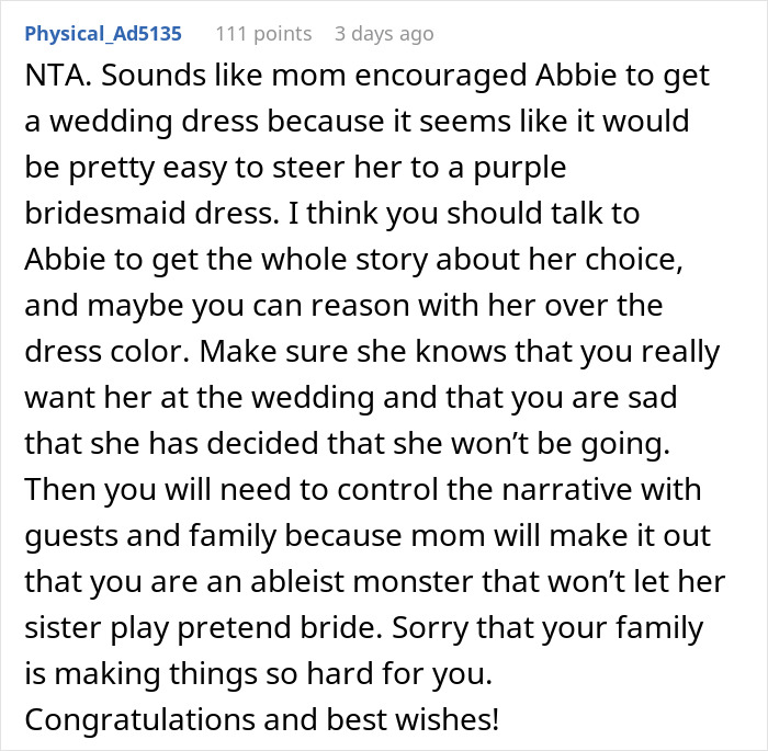 Bride-To-Be Asks If She’s A Jerk For Not Wanting Her Disabled Sister To Wear White To Her Wedding Bride-To-Be Asks If She’s A Jerk For Not Wanting Her Disabled Sister To Wear White To Her Wedding