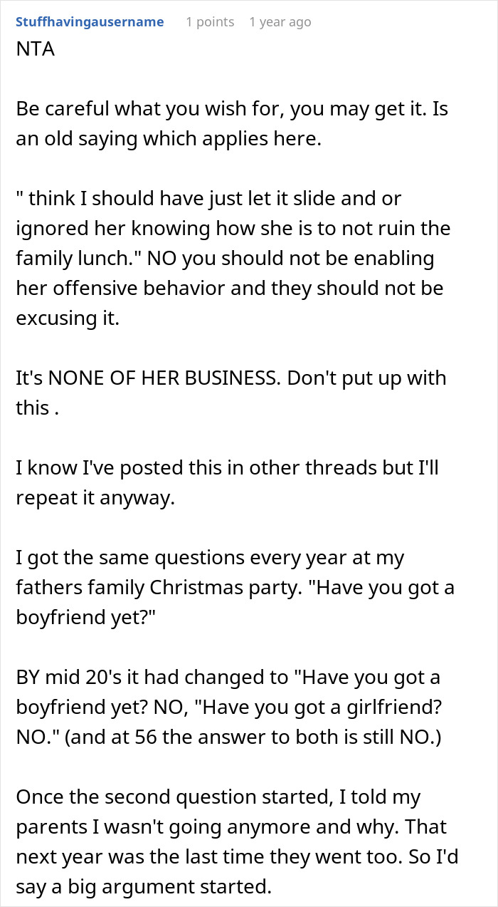 Man Annoyed With Aunt Questioning His Sexuality Gives A Raunchy Reply, Making Her Leave Family Dinner