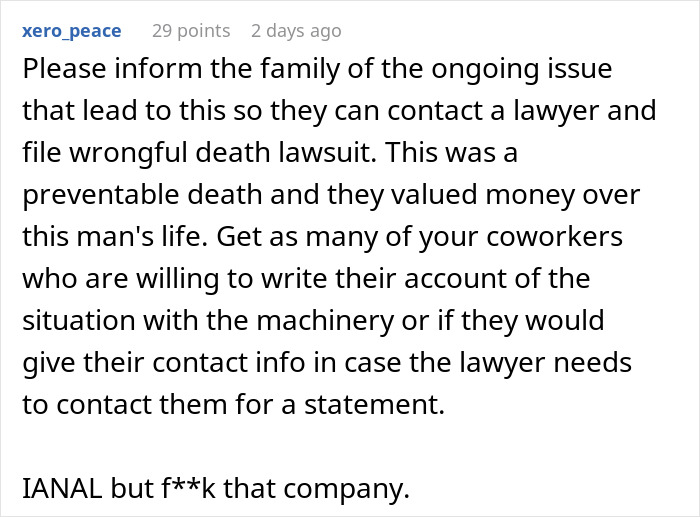 Boss Tries To Brush Off Death On The Job, Workers Retaliate Boss Tries To Brush Off Death On The Job, Workers Retaliate