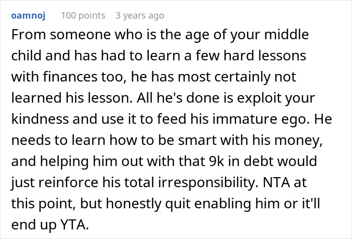 "He Stole One Of My Credit Cards": Entitled Son Expects His Well-Off Boomer Parents To Support Him "He Stole One Of My Credit Cards": Entitled Son Expects His Well-Off Boomer Parents To Support Him
