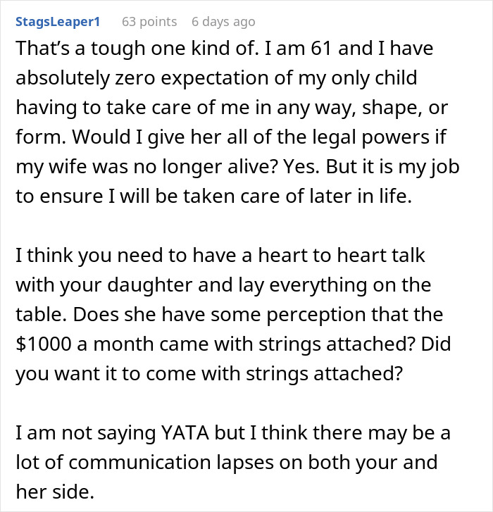 “Would I Be The Jerk For Financially Cutting Off My Daughter?” “Would I Be The Jerk For Financially Cutting Off My Daughter?”