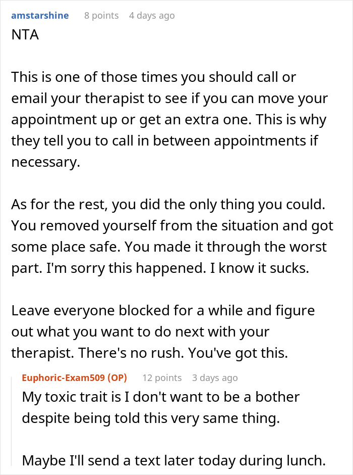 Commenters discussing a man visiting mom to introduce baby son and facing a family intervention. Commenters discussing a man visiting mom to introduce baby son and facing a family intervention.