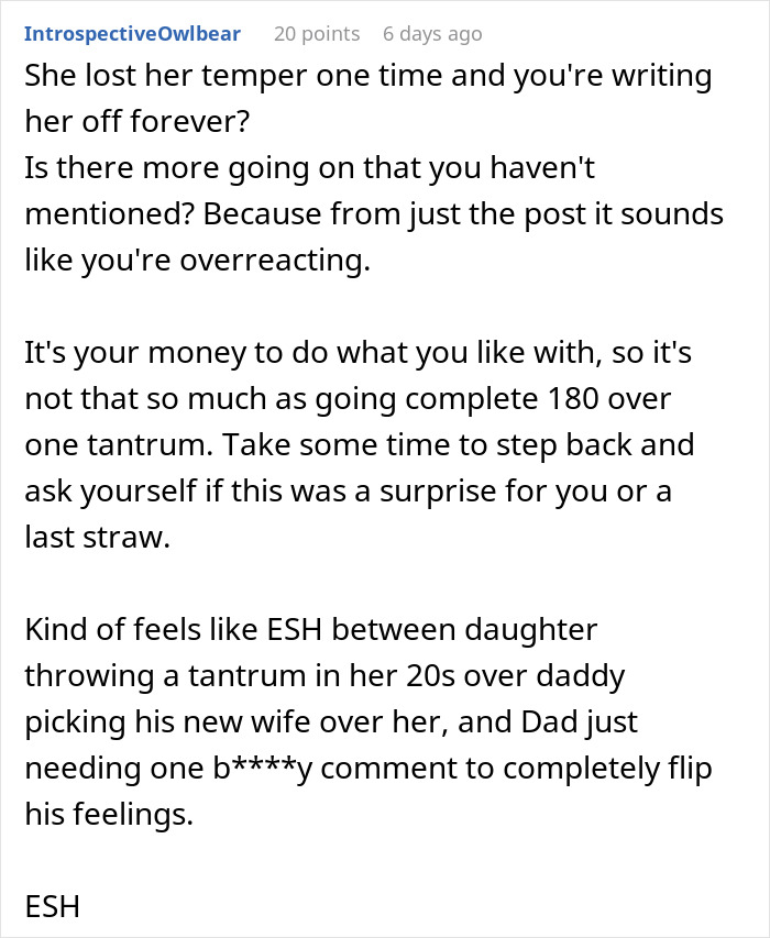 “Would I Be The Jerk For Financially Cutting Off My Daughter?” “Would I Be The Jerk For Financially Cutting Off My Daughter?”