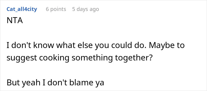 Couple Decides To No Longer Eat MIL's Food Because She's A Terrible Cook, She Gets Offended Couple Decides To No Longer Eat MIL's Food Because She's A Terrible Cook, She Gets Offended