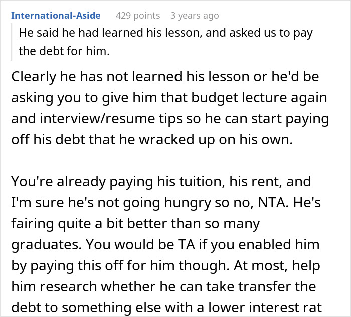 "He Stole One Of My Credit Cards": Entitled Son Expects His Well-Off Boomer Parents To Support Him "He Stole One Of My Credit Cards": Entitled Son Expects His Well-Off Boomer Parents To Support Him