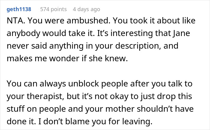 Screenshot of a Reddit comment discussing a man visiting mom to introduce baby son and facing family intervention. Screenshot of a Reddit comment discussing a man visiting mom to introduce baby son and facing family intervention.