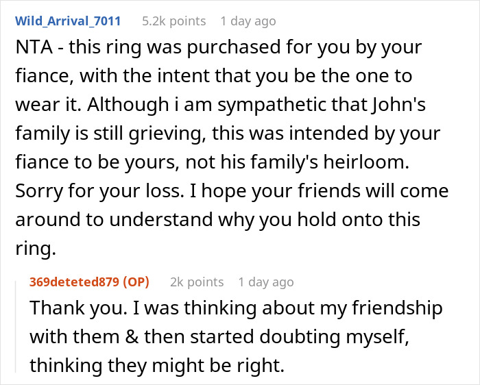Reddit discussion about a family disputing a fiancé over a ring, a contested family heirloom in court. Reddit discussion about a family disputing a fiancé over a ring, a contested family heirloom in court.