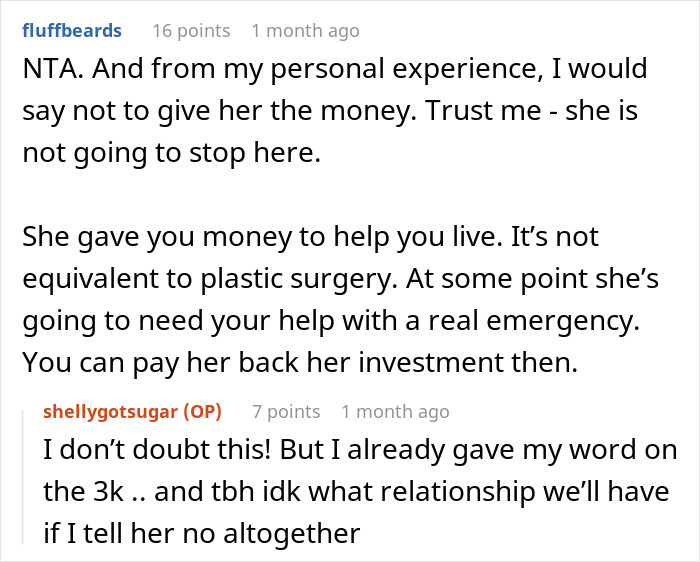 Mom Expects Daughter To Pay For Her Plastic Surgery, Tries Gaslighting Her After Being Told 'No' Mom Expects Daughter To Pay For Her Plastic Surgery, Tries Gaslighting Her After Being Told 'No'