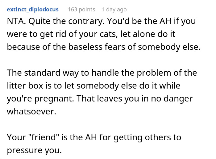 Woman Is Disappointed Friend Won’t Get Rid Of Her Cats Now That She’s Pregnant To Protect Her Baby Woman Is Disappointed Friend Won’t Get Rid Of Her Cats Now That She’s Pregnant To Protect Her Baby