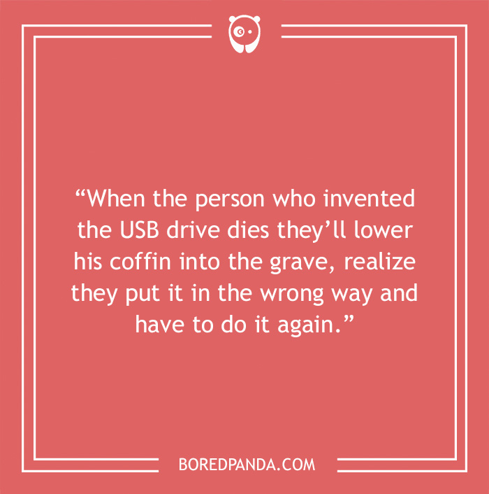 Computer joke about the inventor of USB drive 