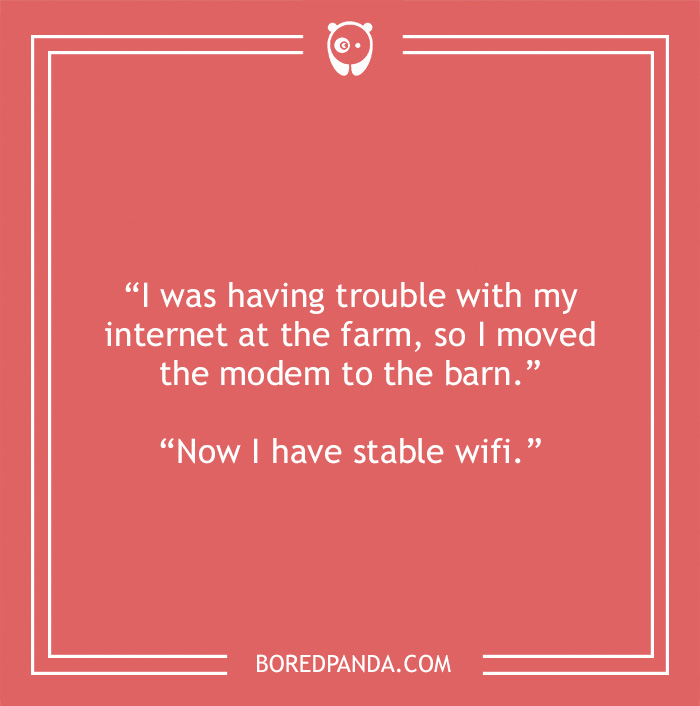 Computer joke about internet at the farm