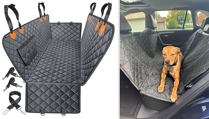 URPOWER Dog Car Seat Cover: Protect your car from scratches and keep your pup safe with this waterproof, nonslip, and odor-free seat cover, perfect for long road trips and hassle-free rides.