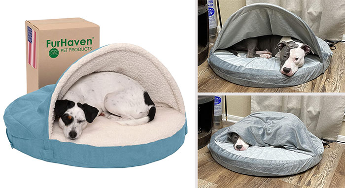 Furhaven Round Dog Bed With Removable Cover: The ultimate cozy and orthopedic snuggery bed that will have your pup nesting, burrowing, and snoozing in comfort all day long.