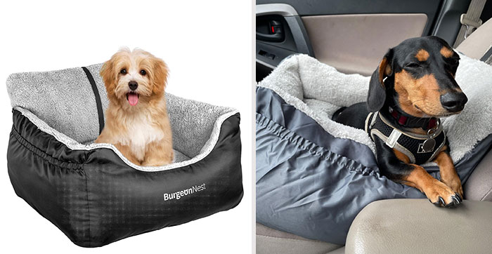 BurgeonNest Dog Car Seat: Keep your dog safe and comfortable during car rides with this sturdy and washable car seat, featuring adjustable belts and a slip-proof bottom.