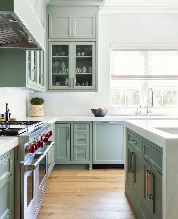 Mint green country kitchen