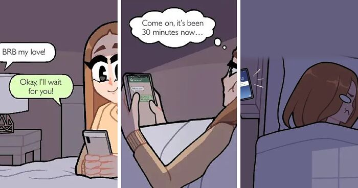 30 Long-Distance Relationship Moments That This Couple Shares, Illustrated By This Artist