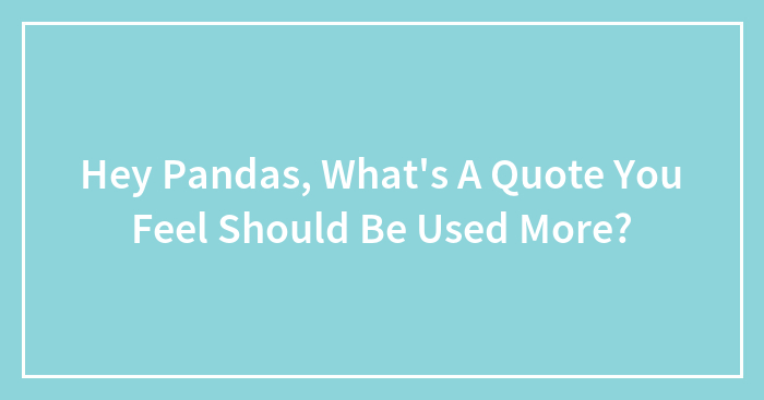 Hey Pandas, What’s A Quote You Feel Should Be Used More? (Closed)