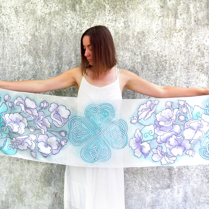My Hand-Painted Silk Scarf: A Unique Take On Celtic Knots