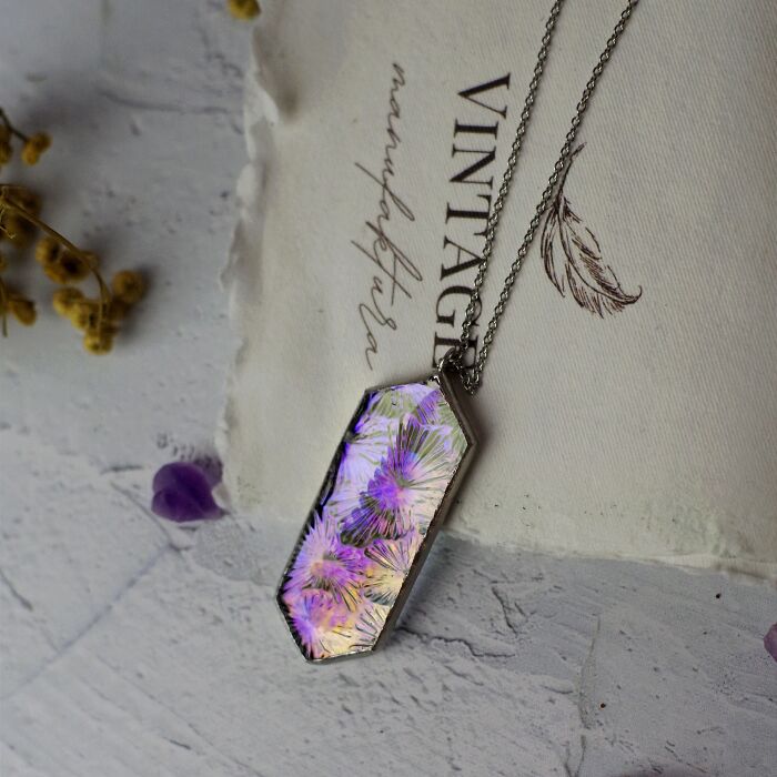 I Made Unique Handmade Tiffany Jewelry From Glass, Real Flowers And Fern