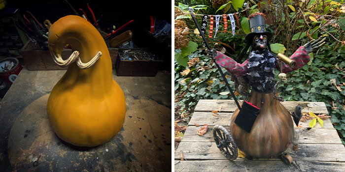 How I Turned A Fake Pumpkin Into A Whimsical Halloween Character (19 Pics)