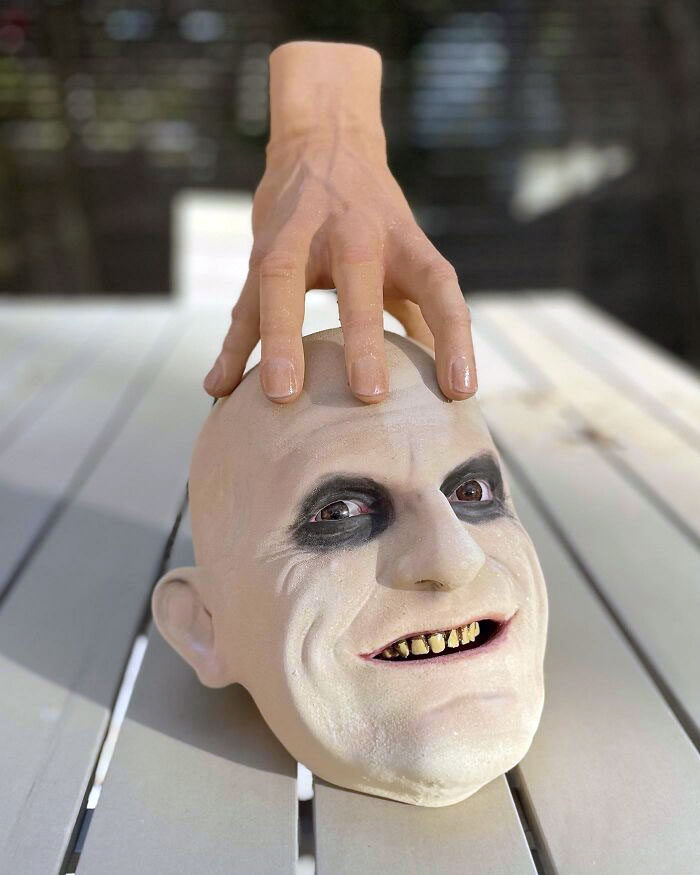 My Wife And I Are Working On An Uncle Fester Halloween Display. Just Finished His Head And Thing