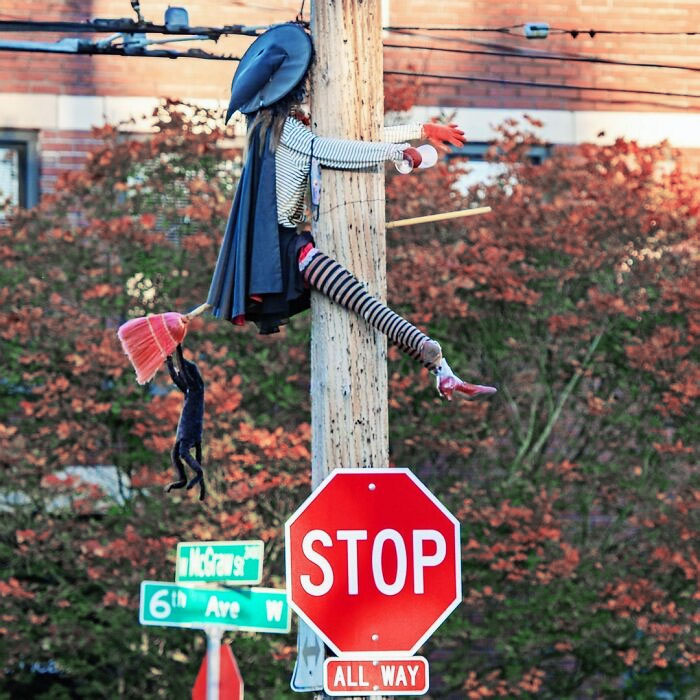 Don't Drink And Fly. The Queen Anne Neighborhood Does Not Mess Around With Its Halloween Decor