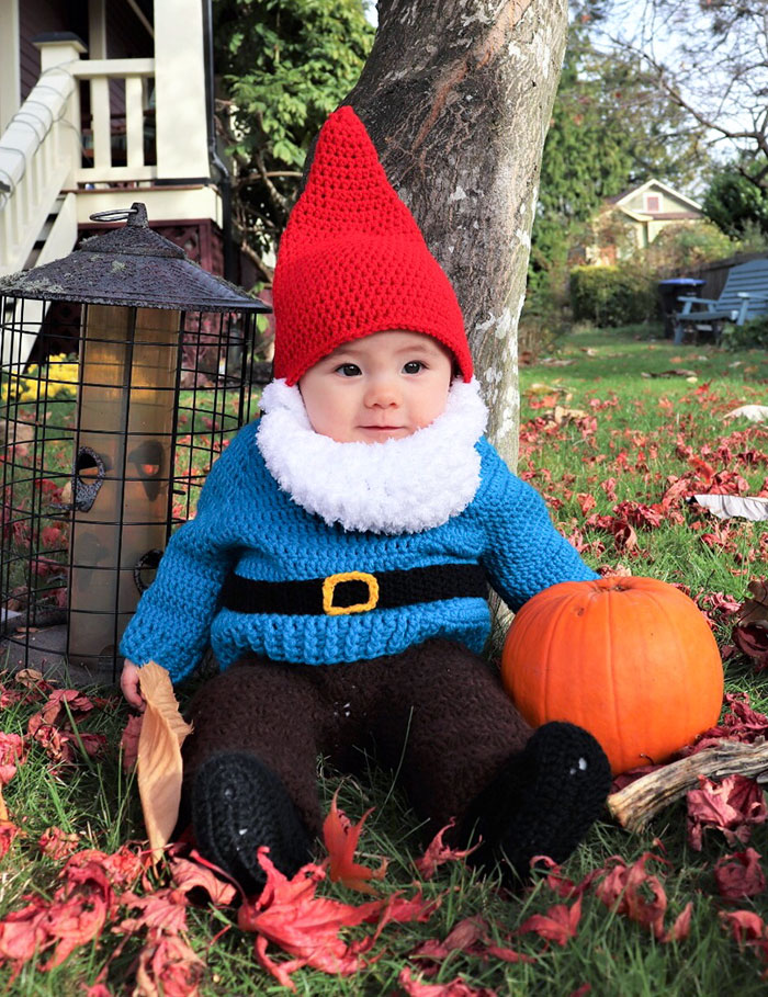 I Crocheted My Daughter Her First Halloween Costume. I Present You A Baby Gnome