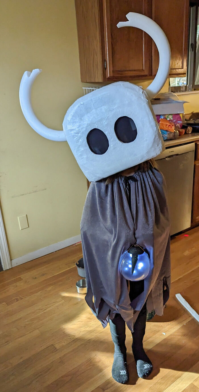 This Is The Halloween Costume I Made For My Son. His School Didn't Allow Weapon Accessories, So I Created A Lumafly Lantern Instead. The Whole Project Took Over 20 Hours Of Work