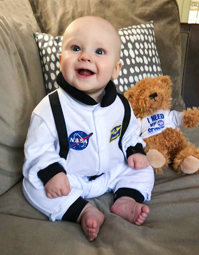 My Little Dude Seems Ready To Be Shot Into Space For Halloween