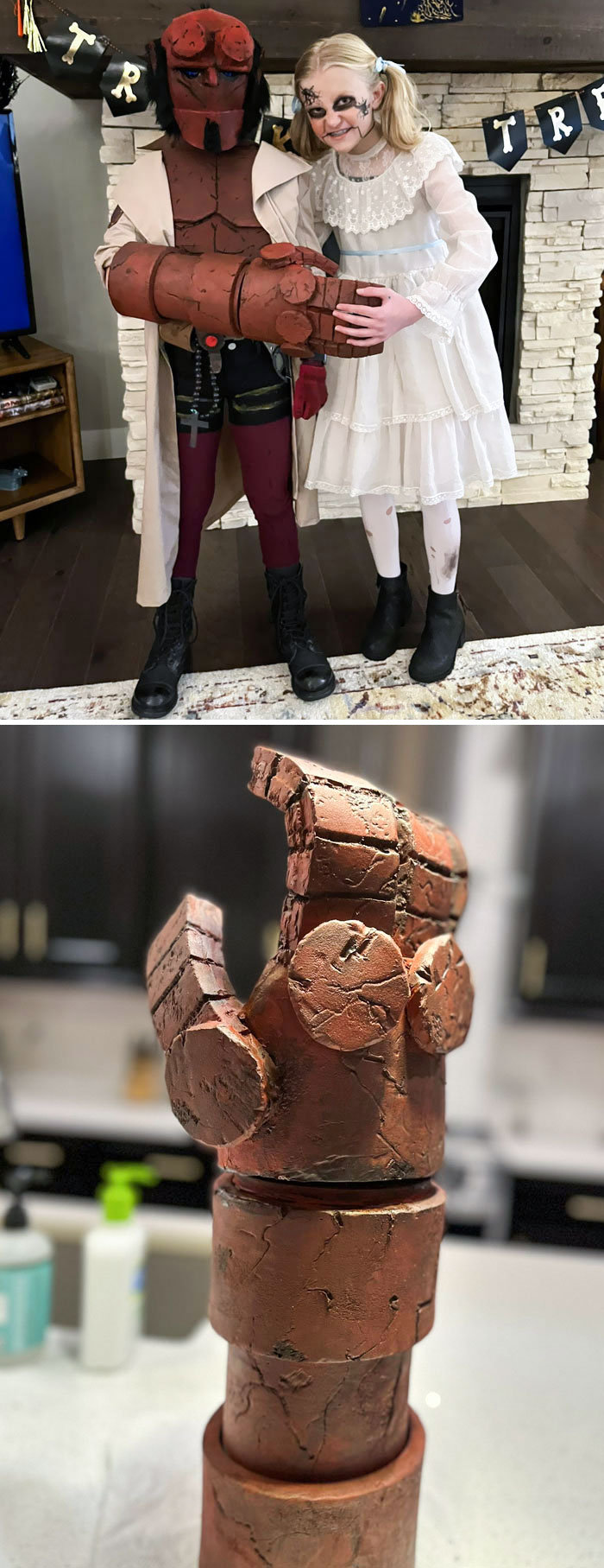 My Son Asked To Be Hellboy For Halloween. Utter Fun To Put It Together With My Wife And Mother-In-Law