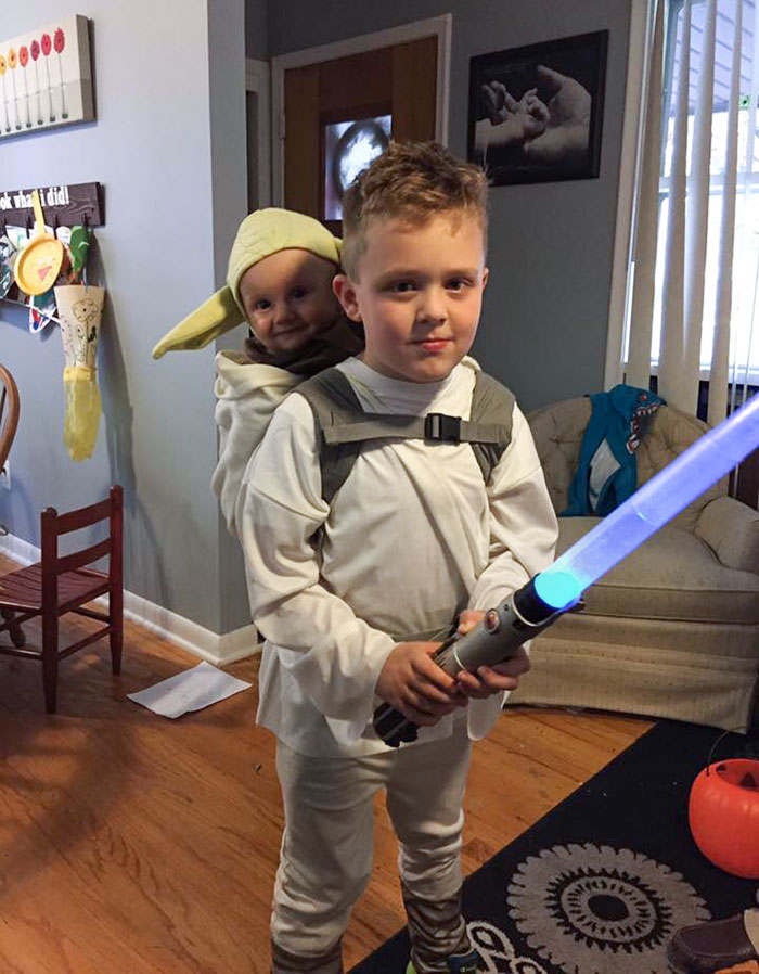 My Nephews Dressed As Yoda And Luke For Halloween