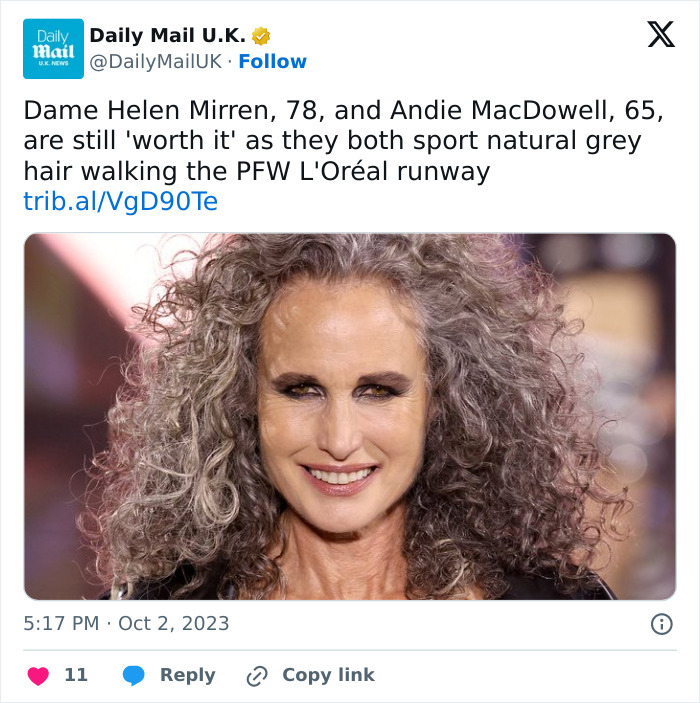 Helen Mirren And Andie MacDowell Stun At Paris Fashion Week While Flaunting Natural Hair Helen Mirren And Andie MacDowell Stun At Paris Fashion Week While Flaunting Natural Hair