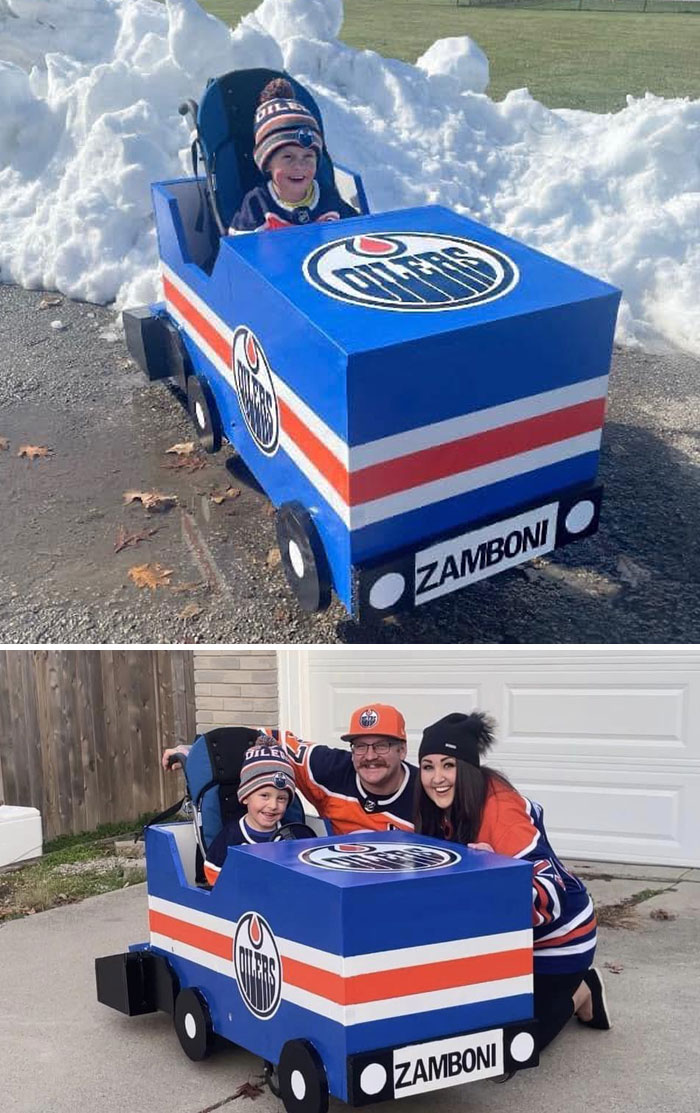 Dad Builds His Son An Oilers' Zamboni Over His Wheelchair For Halloween