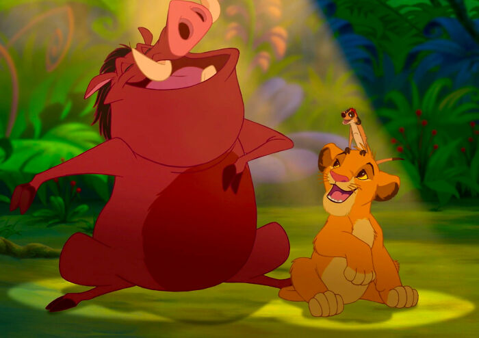 Simba Timon and Pumbaa singing from The Lion King