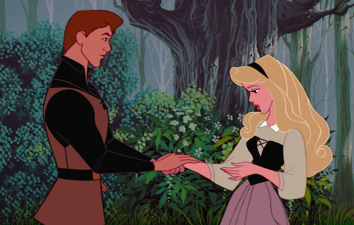 Sleeping Beauty and Prince Phillip holding hands from Sleeping Beauty