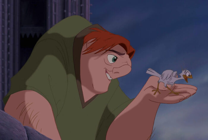 Quasimodo holding a bird from The Hunchback of Notre Dame
