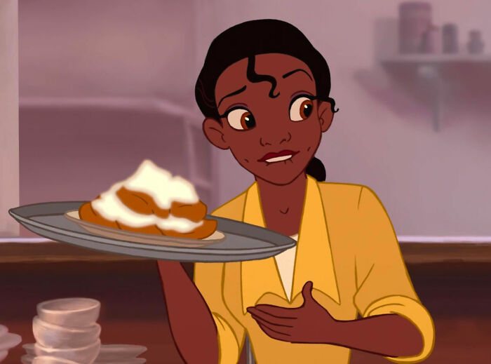 Tiana with beignets from The Princess and the Frog