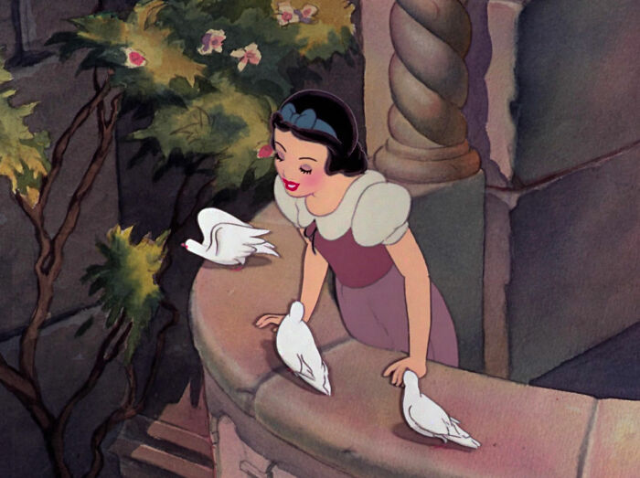 Snow White with birds watching from Snow White and the Seven Dwarfs