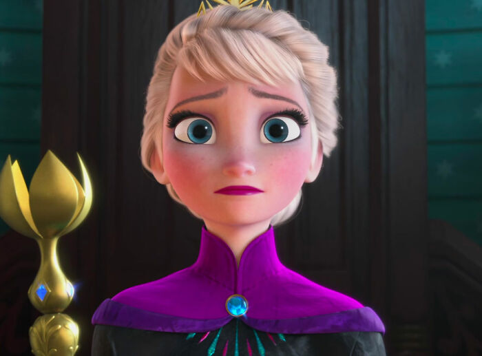 Elsa with princess dress watching from Frozen