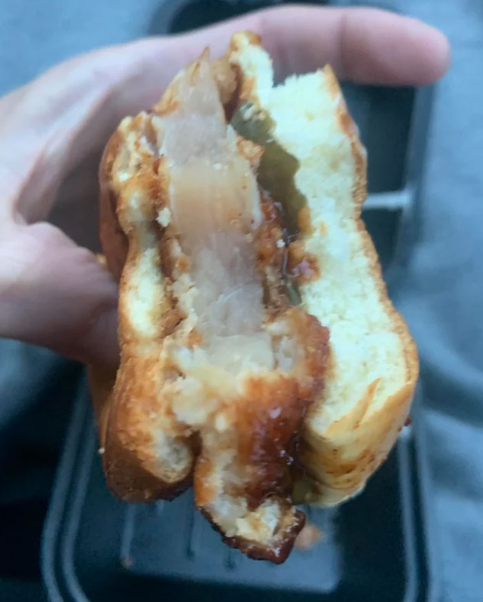 After Taking A Few Bites Of My Chicken Sandwich, I Finally Looked At It