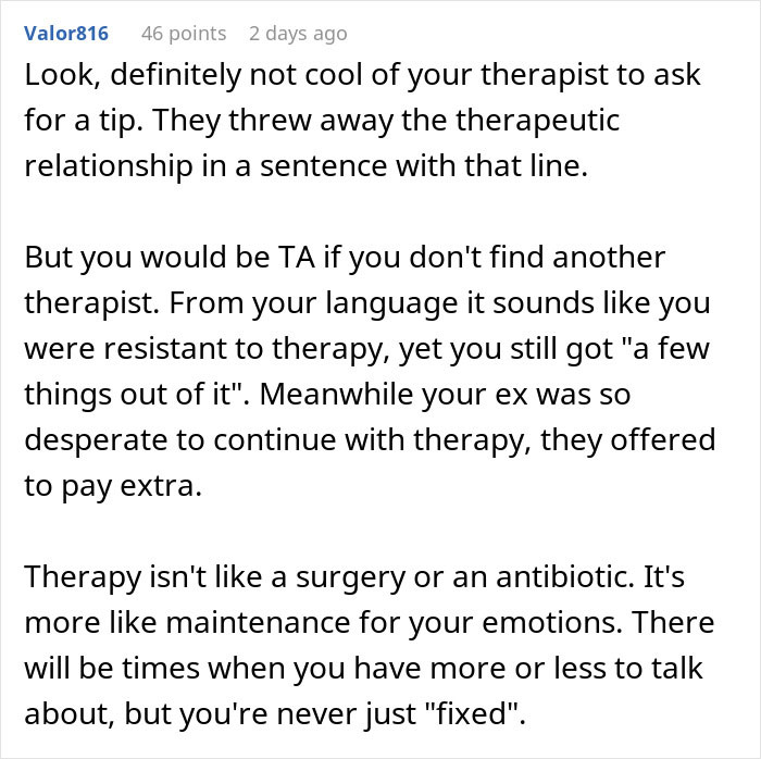 Family Therapist Starts Asking For $20 Tips, Leaves A Bad Taste In Her Client's Mouth