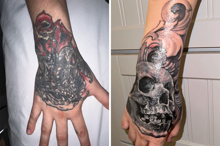Before And After Hand Tattoo Cover Up