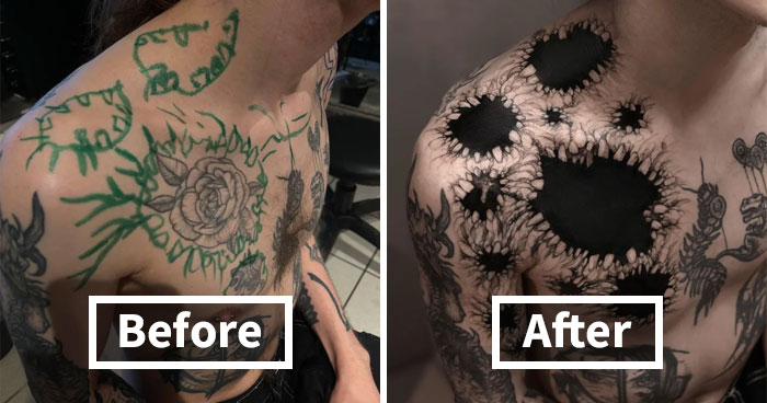 30 Before & After Pics Of Terrible Tattoos Getting Fixed, As Shared In This Online Group
