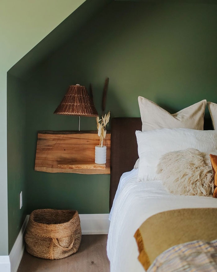 Raw wooden floating nightstand